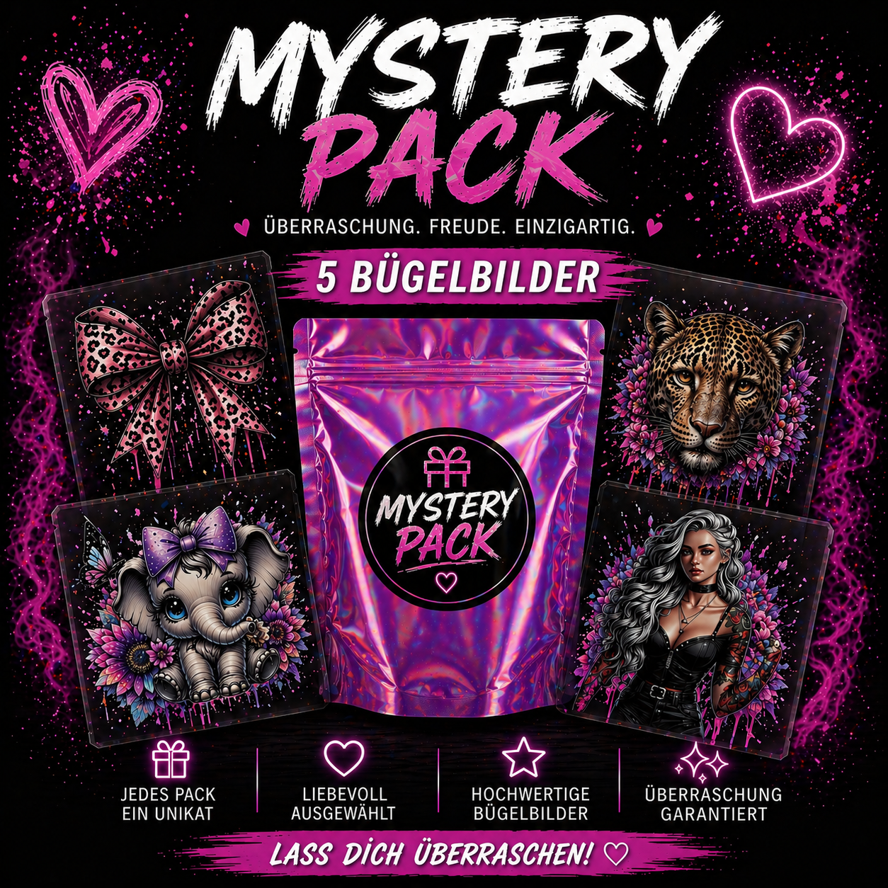 Mystery Pack mit 5 Bügelbildern