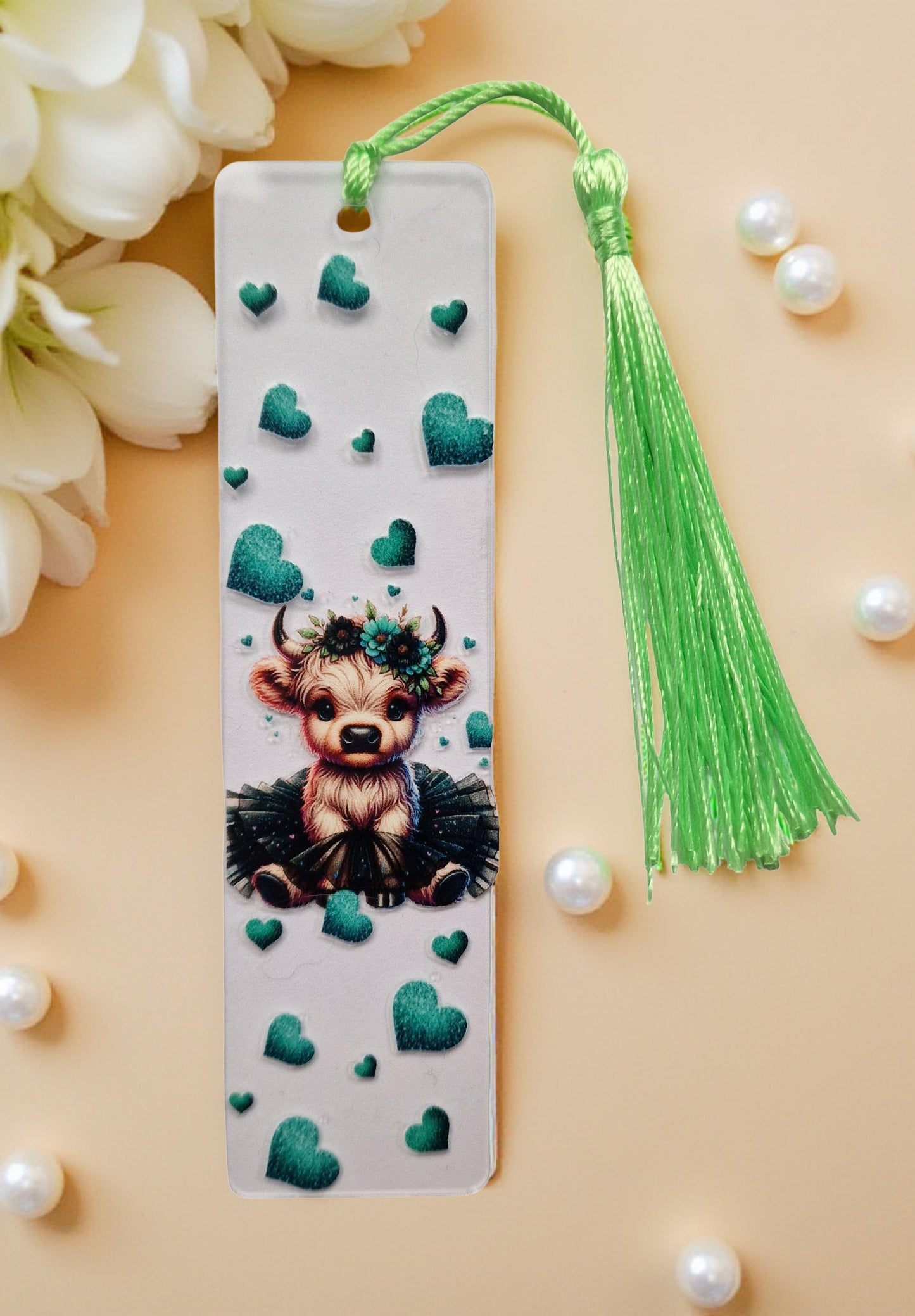 Acryl-Lesezeichen „Kuh Rosa“ – Handgemacht