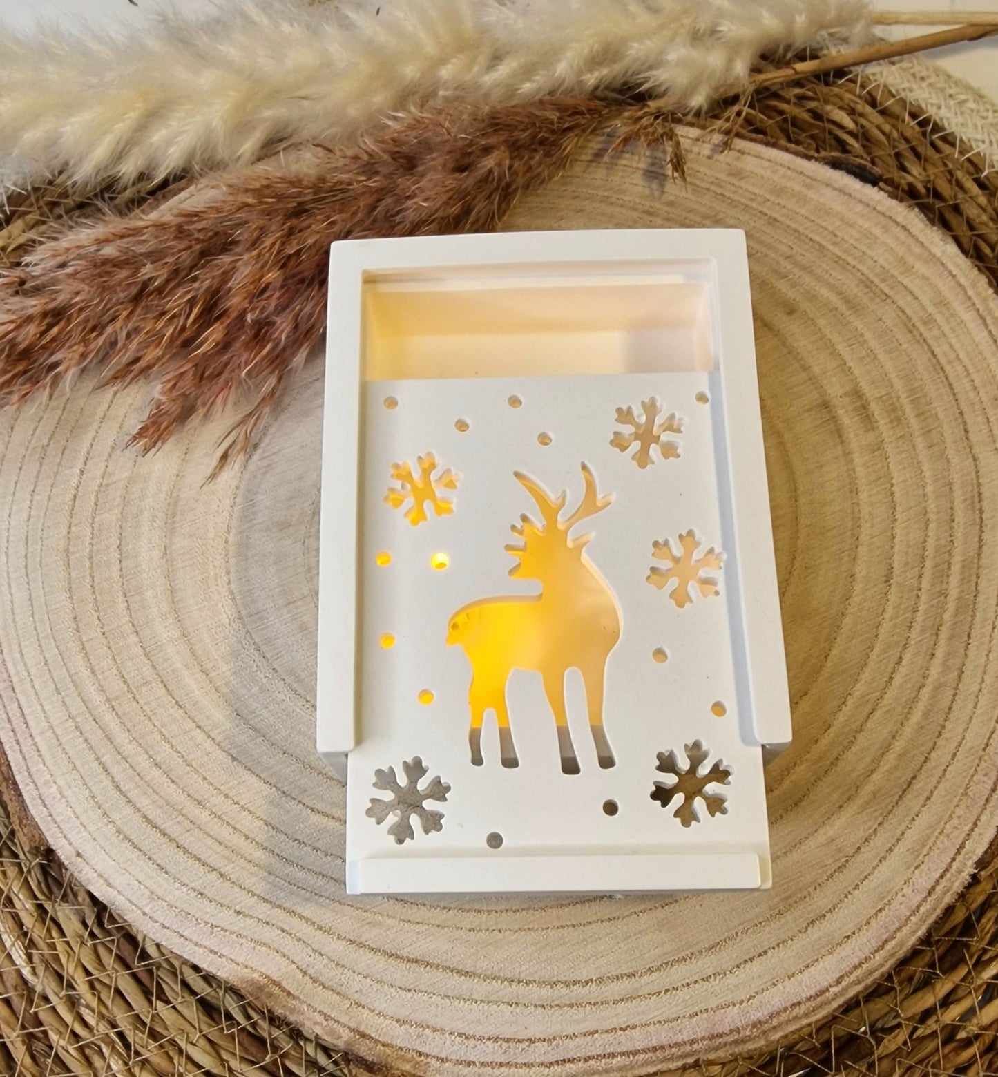 Geschenkschachtel zum Aufziehen aus Raysin – Weihnachtsmotiv "Rentier"