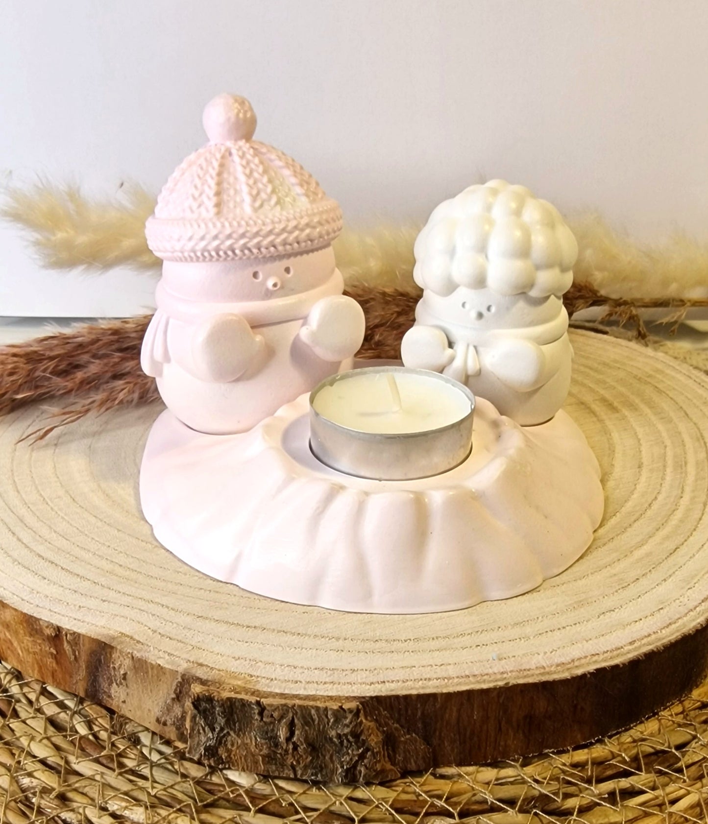 Teelichthalter Schneemann Paar aus Raysin