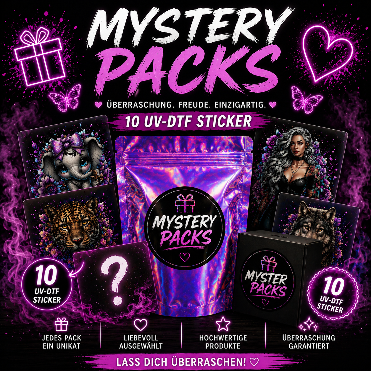 Mystery Pack mit 10 UV-DTF Stickern