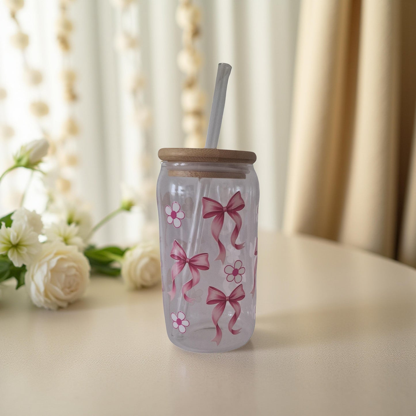 Trinkglas mit Schleifen Motiv