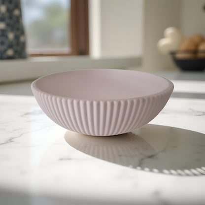 Dekoschale mit Rillen rund aus Raysin