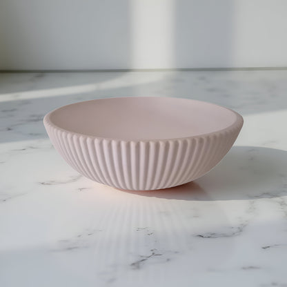 Dekoschale mit Rillen rund aus Raysin