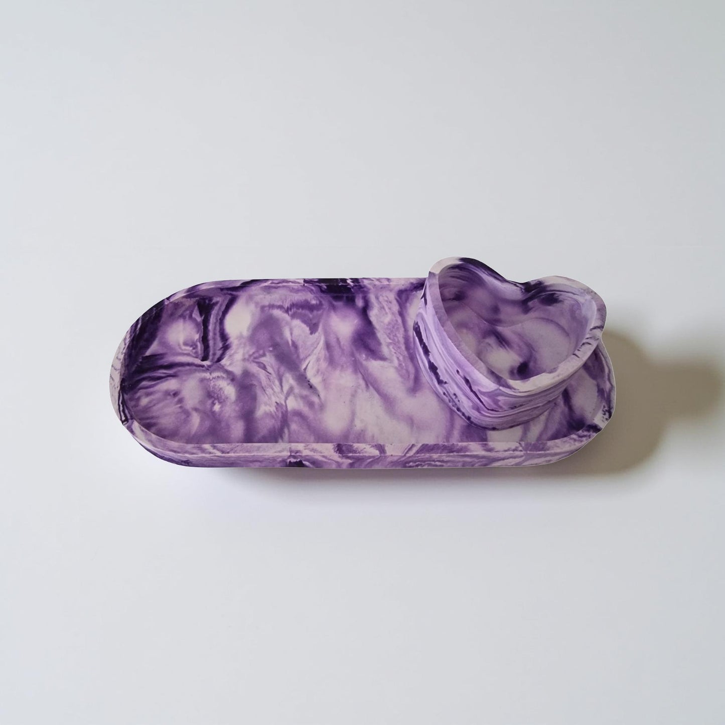 Set ovales Dekotablett mit Herzschale