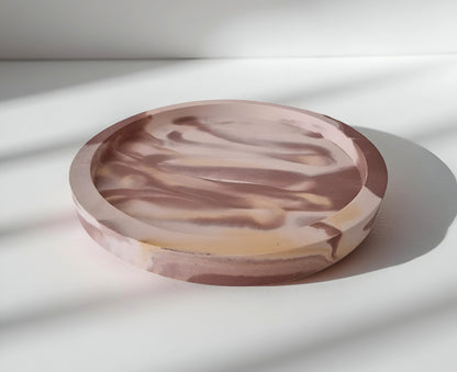 Marmorierter Dekoteller rund aus Raysin