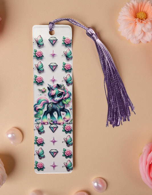Acryl-Lesezeichen „Einhorn Lila“ – Handgemacht