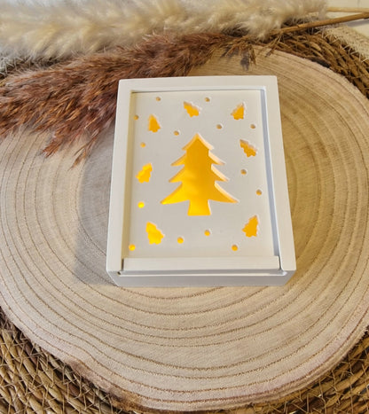 Geschenkschachtel zum Aufziehen aus Raysin – Weihnachtsmotiv "Weihnachtsbaum"