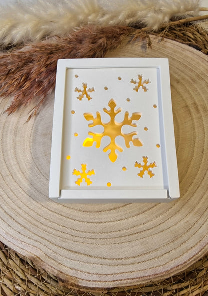 Geschenkschachtel zum Aufziehen aus Raysin – Weihnachtsmotiv "Schneeflocke"