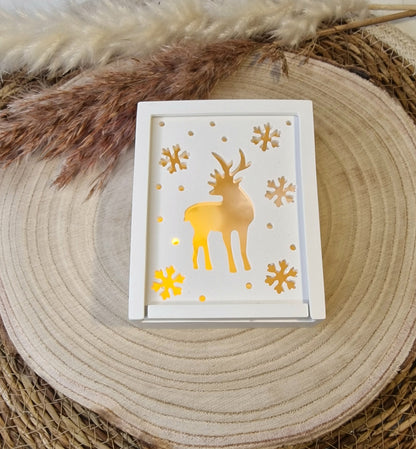 Geschenkschachtel zum Aufziehen aus Raysin – Weihnachtsmotiv "Rentier"