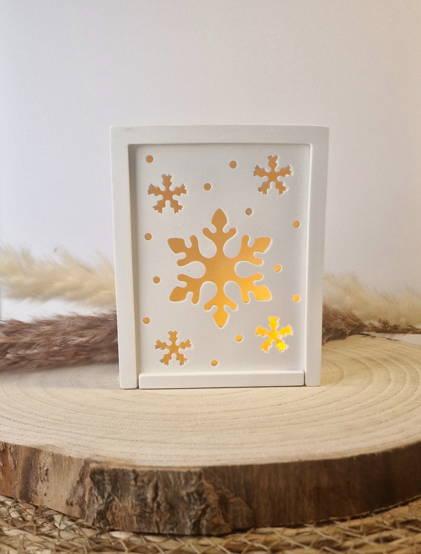 Geschenkschachtel zum Aufziehen aus Raysin – Weihnachtsmotiv "Schneeflocke"