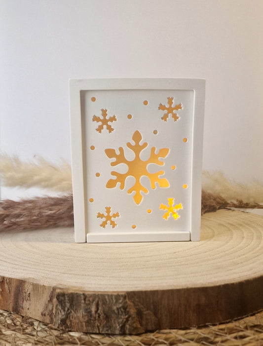 Geschenkschachtel zum Aufziehen aus Raysin – Weihnachtsmotiv "Schneeflocke"