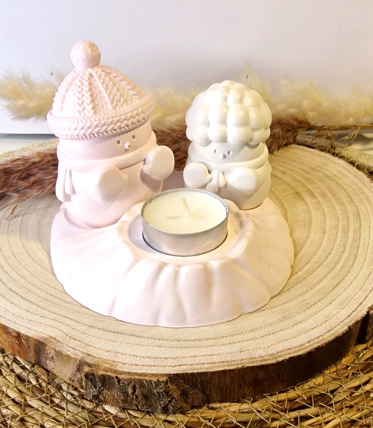 Teelichthalter Schneemann Paar aus Raysin