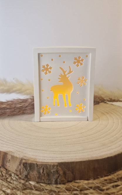 Geschenkschachtel zum Aufziehen aus Raysin – Weihnachtsmotiv "Rentier"