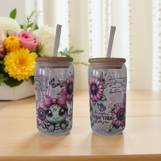 Trinkglas mit Schildkröten Motiv