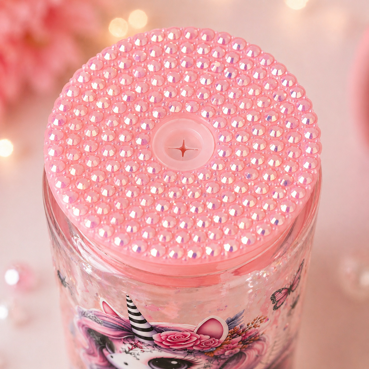 Einhorn Glas mit Glitzerdeckel