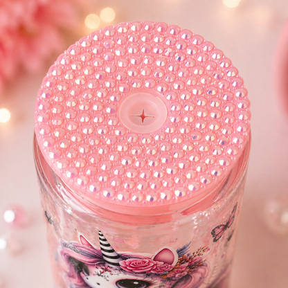 Einhorn Glas mit Glitzerdeckel